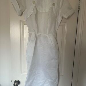 American Vintage White Midi Dress Nurse Costume Halloween